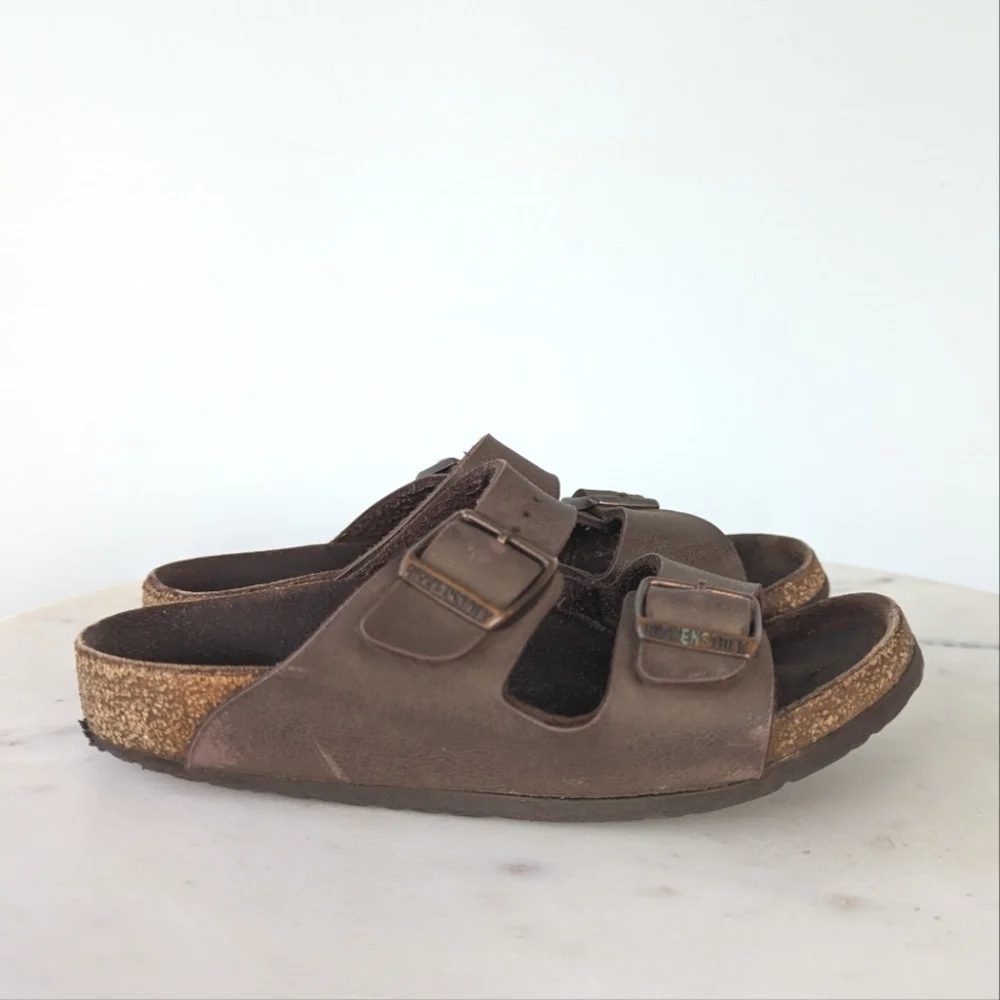 Birkenstock Arizona Kids Brown Leather Sandals - Picture 4 of 11
